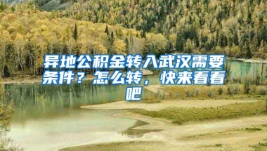 異地公積金轉(zhuǎn)入武漢需要條件？怎么轉(zhuǎn)，快來看看吧