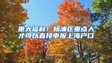 重大福利！楊浦區(qū)重點人才可以直接申報上海戶口