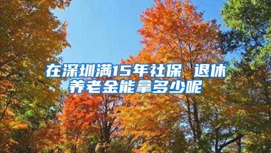 在深圳滿15年社保 退休養(yǎng)老金能拿多少呢