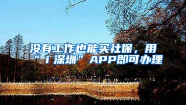 沒有工作也能買社保，用“ｉ深圳”APP即可辦理