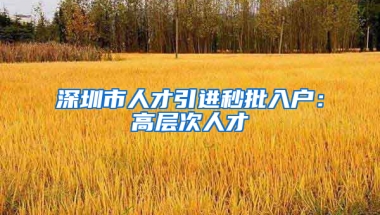 深圳市人才引進(jìn)秒批入戶：高層次人才