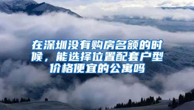 在深圳沒有購房名額的時候，能選擇位置配套戶型價格便宜的公寓嗎