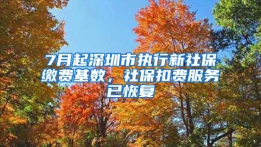 7月起深圳市執(zhí)行新社保繳費(fèi)基數(shù)，社?？圪M(fèi)服務(wù)已恢復(fù)