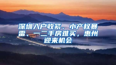 深圳入戶收緊、小產權暴雷、一二手房難買，惠州迎來機會