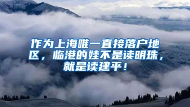 作為上海唯一直接落戶地區(qū)，臨港的娃不是讀明珠，就是讀建平！