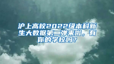 滬上高校2022級本科新生大數(shù)據(jù)第二彈來啦，有你的學校嗎？