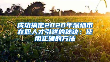 成功搞定2020年深圳市在職人才引進的秘訣：使用正確的方法