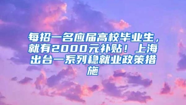 每招一名應(yīng)屆高校畢業(yè)生，就有2000元補(bǔ)貼！上海出臺一系列穩(wěn)就業(yè)政策措施