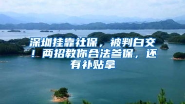 深圳掛靠社保，被判白交！兩招教你合法參保，還有補貼拿