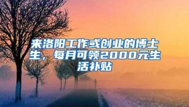 來(lái)洛陽(yáng)工作或創(chuàng)業(yè)的博士生，每月可領(lǐng)2000元生活補(bǔ)貼