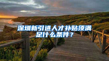 深圳新引進人才補貼須滿足什么條件？