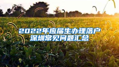 2022年應屆生辦理落戶深圳常見問題匯總