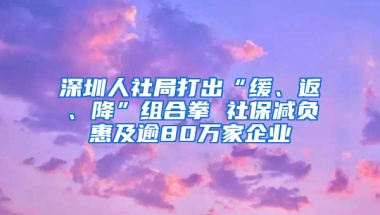 深圳人社局打出“緩、返、降”組合拳 社保減負惠及逾80萬家企業(yè)