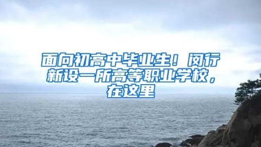 面向初高中畢業(yè)生！閔行新設(shè)一所高等職業(yè)學(xué)校，在這里→