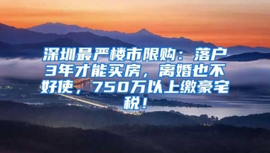 深圳最嚴樓市限購：落戶3年才能買房，離婚也不好使，750萬以上繳豪宅稅！