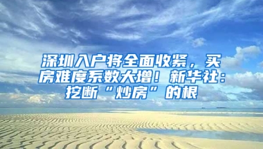 深圳入戶將全面收緊，買房難度系數(shù)大增！新華社：挖斷“炒房”的根