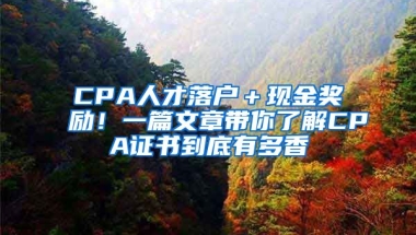 CPA人才落戶＋現(xiàn)金獎(jiǎng)勵(lì)！一篇文章帶你了解CPA證書(shū)到底有多香