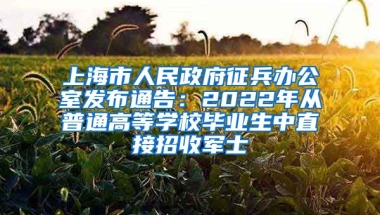 上海市人民政府征兵辦公室發(fā)布通告：2022年從普通高等學(xué)校畢業(yè)生中直接招收軍士