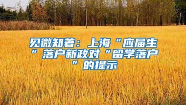 見微知著：上海“應(yīng)屆生”落戶新政對“留學落戶”的提示