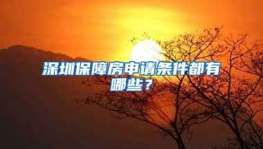 深圳保障房申請(qǐng)條件都有哪些？