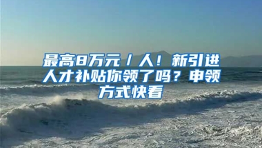 最高8萬元／人！新引進人才補貼你領了嗎？申領方式快看