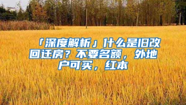 「深度解析」什么是舊改回遷房？不要名額，外地戶可買，紅本