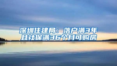 深圳住建局：落戶滿3年且社保滿36個(gè)月可購(gòu)房