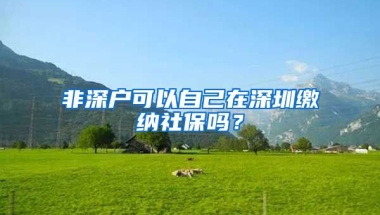 非深戶可以自己在深圳繳納社保嗎？