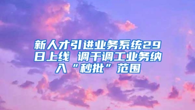 新人才引進(jìn)業(yè)務(wù)系統(tǒng)29日上線 調(diào)干調(diào)工業(yè)務(wù)納入“秒批”范圍