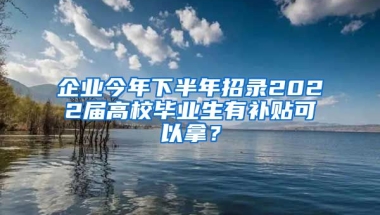 企業(yè)今年下半年招錄2022屆高校畢業(yè)生有補貼可以拿？