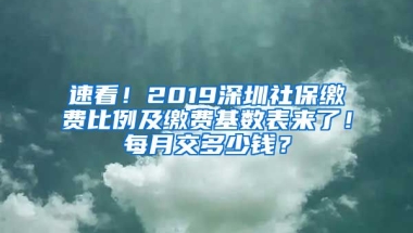 速看！2019深圳社保繳費(fèi)比例及繳費(fèi)基數(shù)表來了！每月交多少錢？