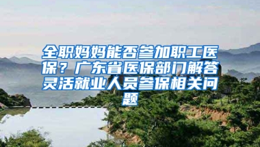 全職媽媽能否參加職工醫(yī)保？廣東省醫(yī)保部門解答靈活就業(yè)人員參保相關(guān)問題