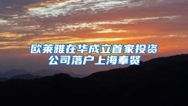 歐萊雅在華成立首家投資公司落戶上海奉賢