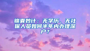 錦囊妙計(jì)：無學(xué)歷、無社保人員如何半年內(nèi)辦理深戶？