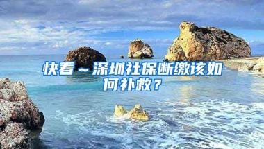 快看～深圳社保斷繳該如何補救？