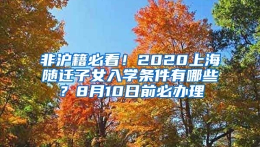 非滬籍必看！2020上海隨遷子女入學(xué)條件有哪些？8月10日前必辦理