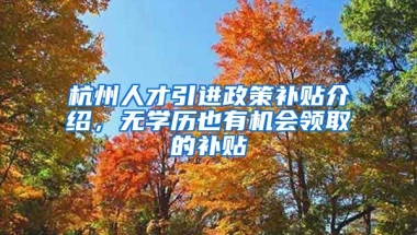 杭州人才引進(jìn)政策補(bǔ)貼介紹，無學(xué)歷也有機(jī)會領(lǐng)取的補(bǔ)貼