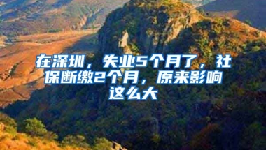 在深圳，失業(yè)5個(gè)月了，社保斷繳2個(gè)月，原來(lái)影響這么大