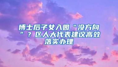 博士后子女入園“沒方向”？區(qū)人大代表建議高效落實(shí)辦理