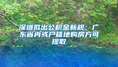 深圳擬出公積金新規(guī)：廣東省內(nèi)或戶籍地購房方可提取