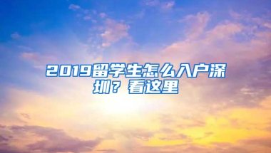 2019留學生怎么入戶深圳？看這里