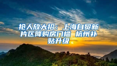 搶人放大招：上海自貿(mào)新片區(qū)降購(gòu)房門(mén)檻 杭州補(bǔ)貼升級(jí)