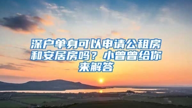 深戶單身可以申請(qǐng)公租房和安居房嗎？小曾曾給你來解答