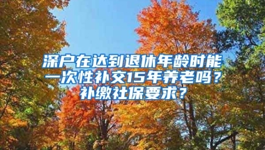 深戶在達(dá)到退休年齡時(shí)能一次性補(bǔ)交15年養(yǎng)老嗎？補(bǔ)繳社保要求？