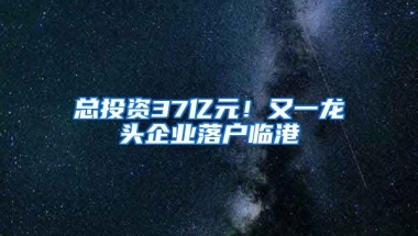 總投資37億元！又一龍頭企業(yè)落戶臨港