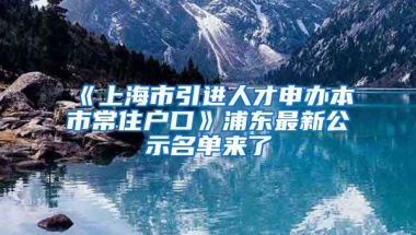 《上海市引進(jìn)人才申辦本市常住戶口》浦東最新公示名單來了