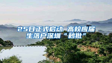 25日正式啟動 高校應屆生落戶深圳“秒批”