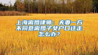 上海離婚律師：夫妻一方不同意離婚子女戶(hù)口遷走怎么辦？