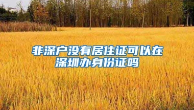 非深戶沒(méi)有居住證可以在深圳辦身份證嗎