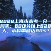 2022上海市高考一分一段表：600分以上628人，本科率能達(dá)80%？